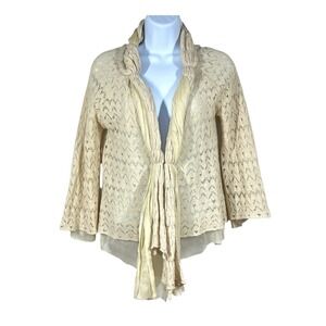 Anthropologie Leifsdottir Wool Cardigan Womens M Ivory Coquettte Fairy Sweater